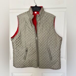 Women’s Quilted Olive Green Vest with Red Lining